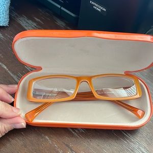 Tony Morgan TMA356 C4 orange eyeglasses with orange hard case
